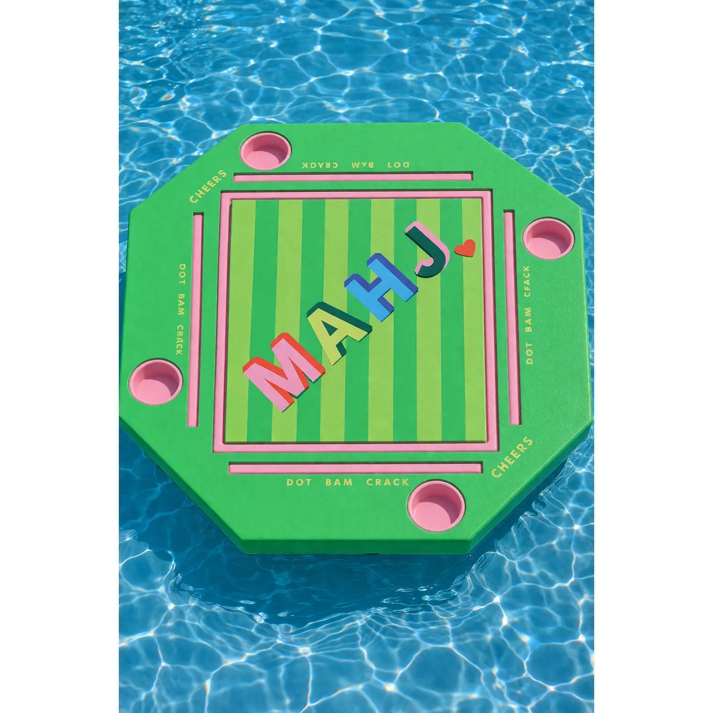 Floating Mahjong Tile Mat in Mahj Block in Green and Pink
