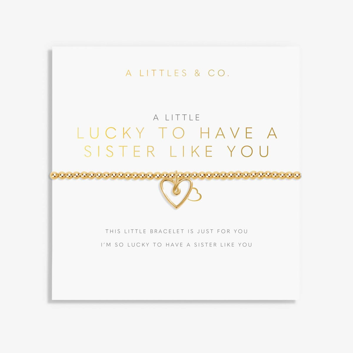 A Little 'Lucky To Have A Sister Like You' Bracelet In Gold-Tone Plating The Happy Southerner