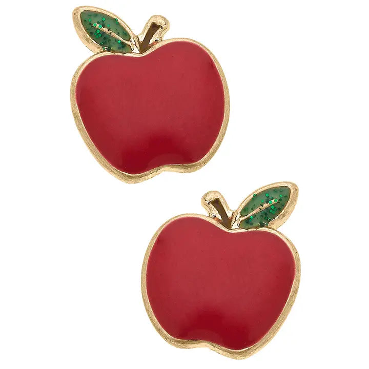 Apple Enamel Stud Earrings in Red The Happy Southerner