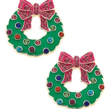 Bejeweled Christmas Wreath Earrings The Happy Southerner