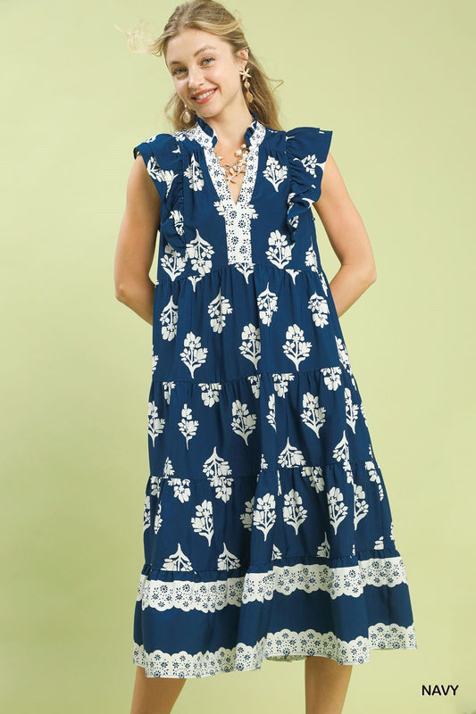 Blue Skies & Blooms Midi Dress The Happy Southerner