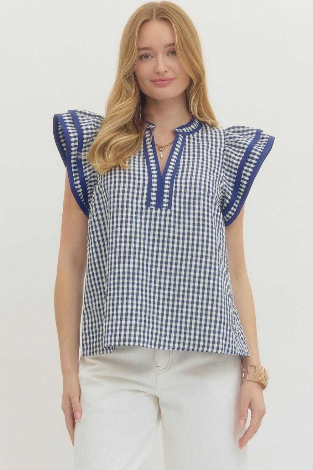 Bluebell Gingham Flutter Top The Happy Southerner