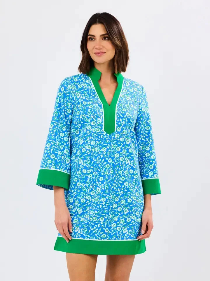 Brenda Dress | Meadow Line Blue The Happy Southerner