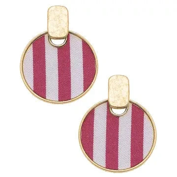 Cabana Stripes Disc Earrings - Fuchsia The Happy Southerner