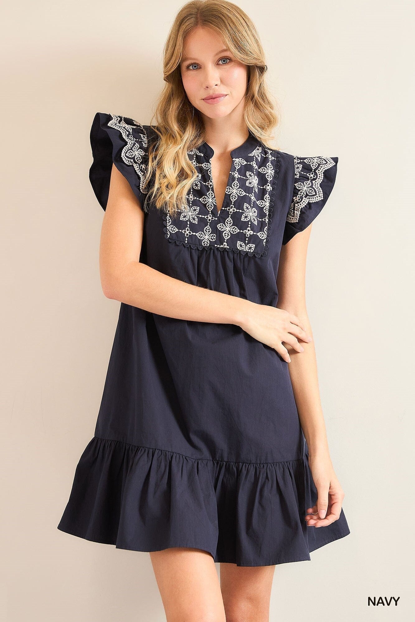 Callie Navy Ruffle Dress The Happy Southerner