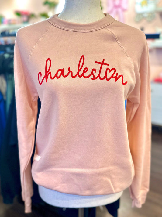 Charleston Heart Sweatshirt - Peach The Happy Southerner