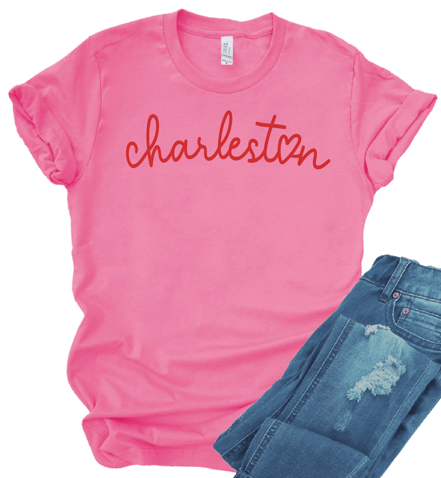 Charleston Heart T-Shirt Pink The Happy Southerner