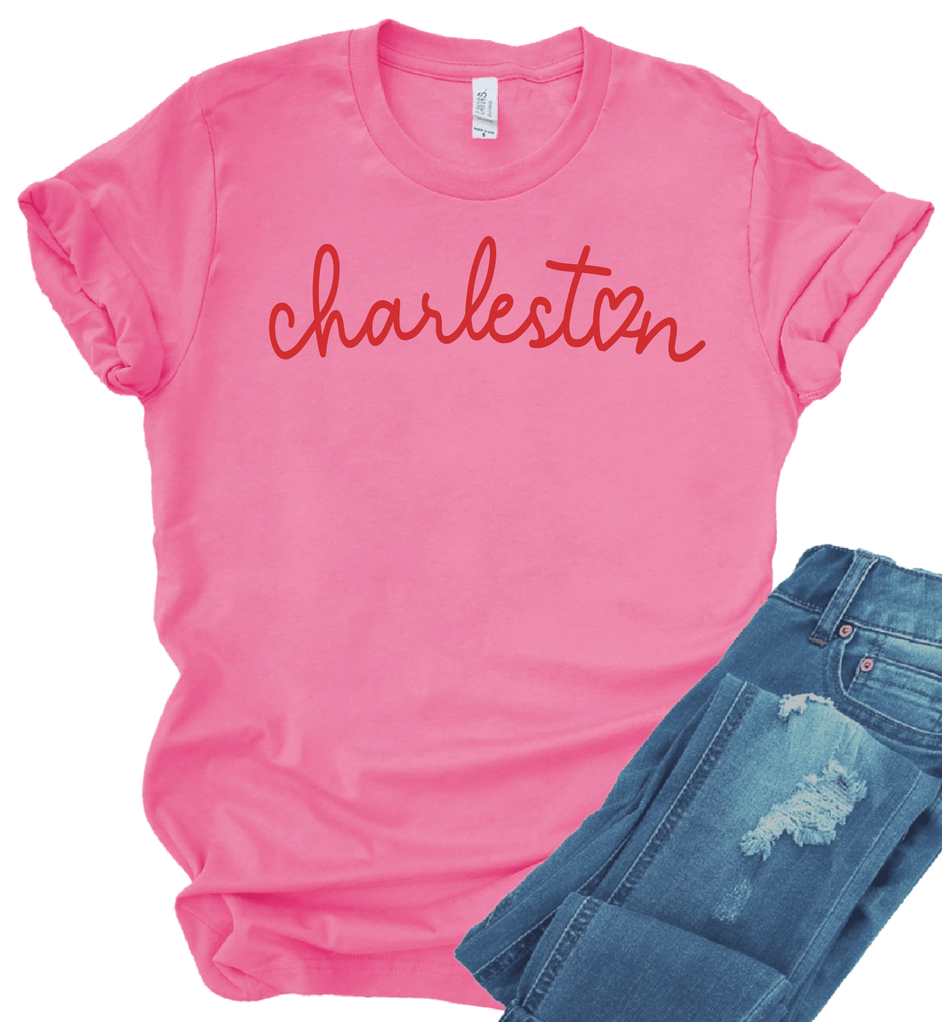 Charleston Heart T-Shirt Pink The Happy Southerner