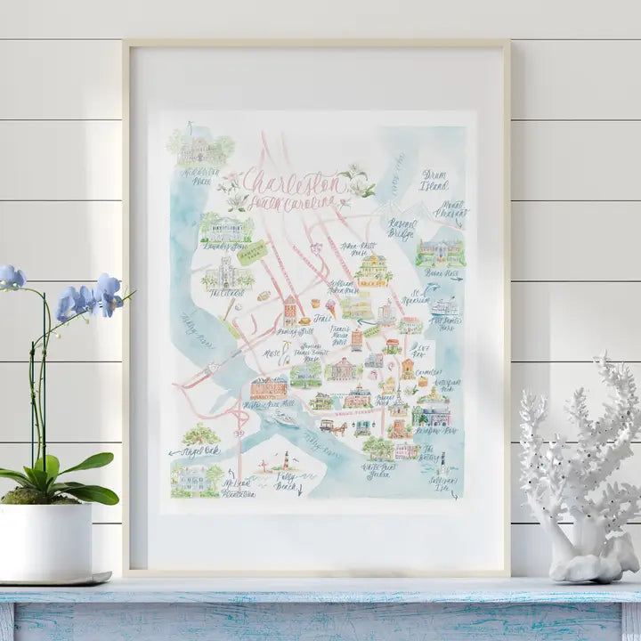 Charleston Map Watercolor Art Print The Happy Southerner