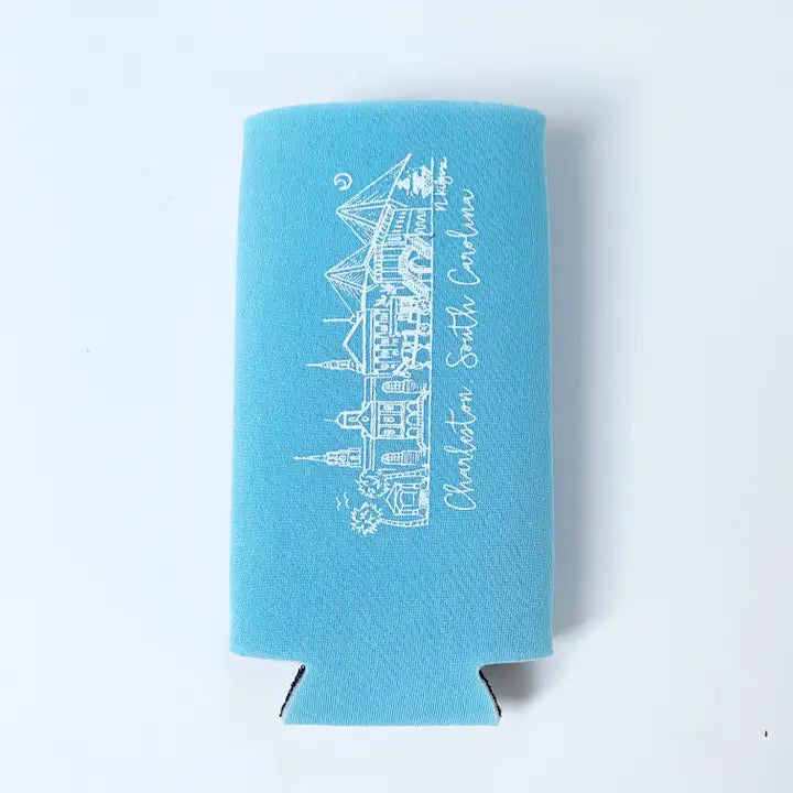 Charleston Rainbow Row Slim Koozie - Blue The Happy Southerner