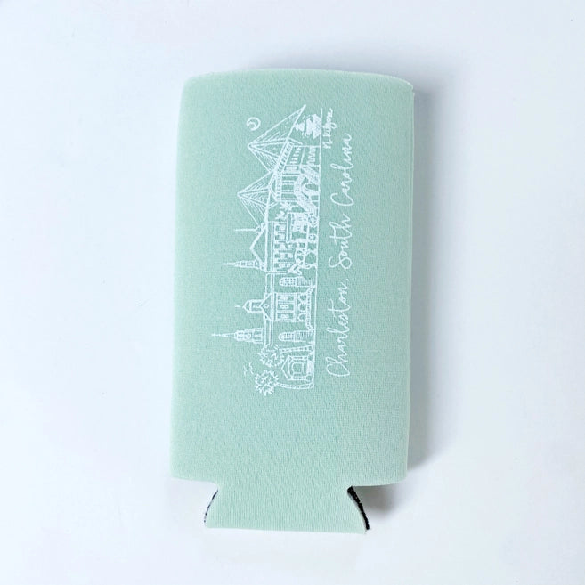 Charleston Rainbow Row Slim Koozie - Mint The Happy Southerner