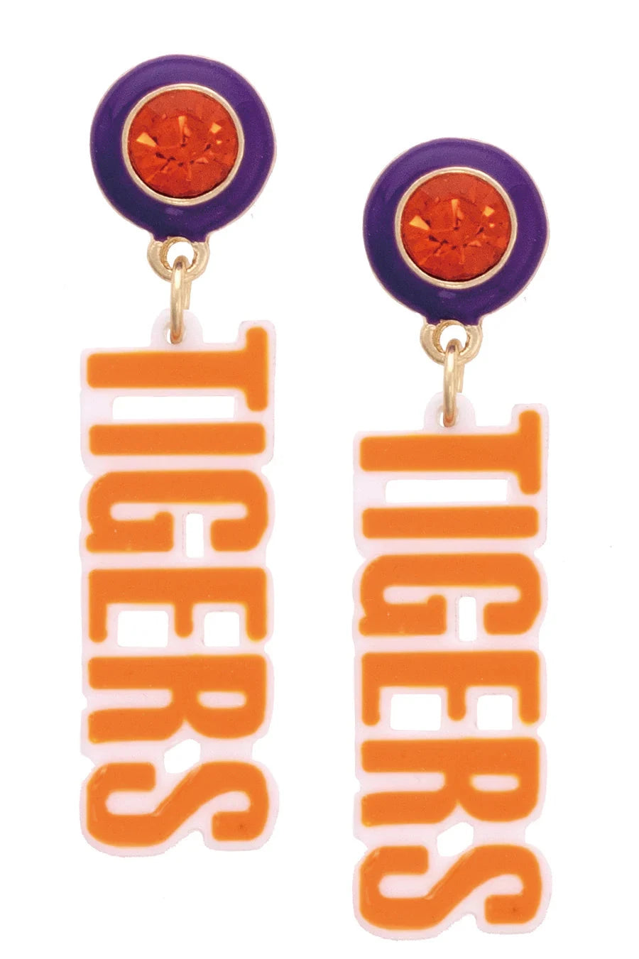 Clemson Tigers Resin Block Letter Earrings in Orange The Happy Southerner