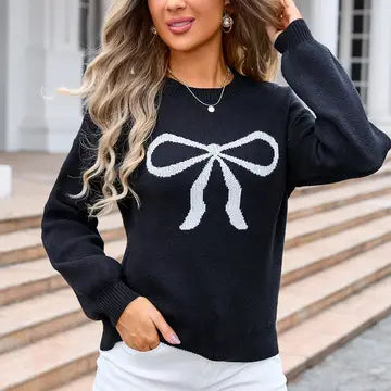 Color Bow Sweater - Black The Happy Southerner