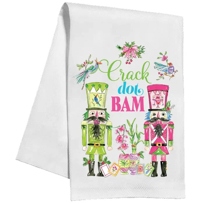 Crack Dot Bam Pink Green Nutcrackers Mahjong Kitchen Towel The Happy Southerner