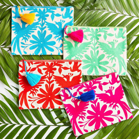 Flora and Fauna Embroidered Multipurpose Pouch The Happy Southerner