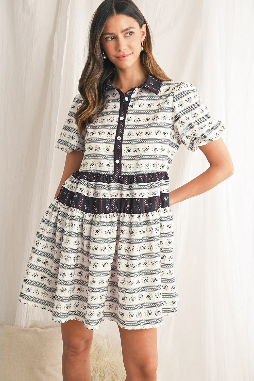 Floral Bubble Sleeve Mini Dress The Happy Southerner