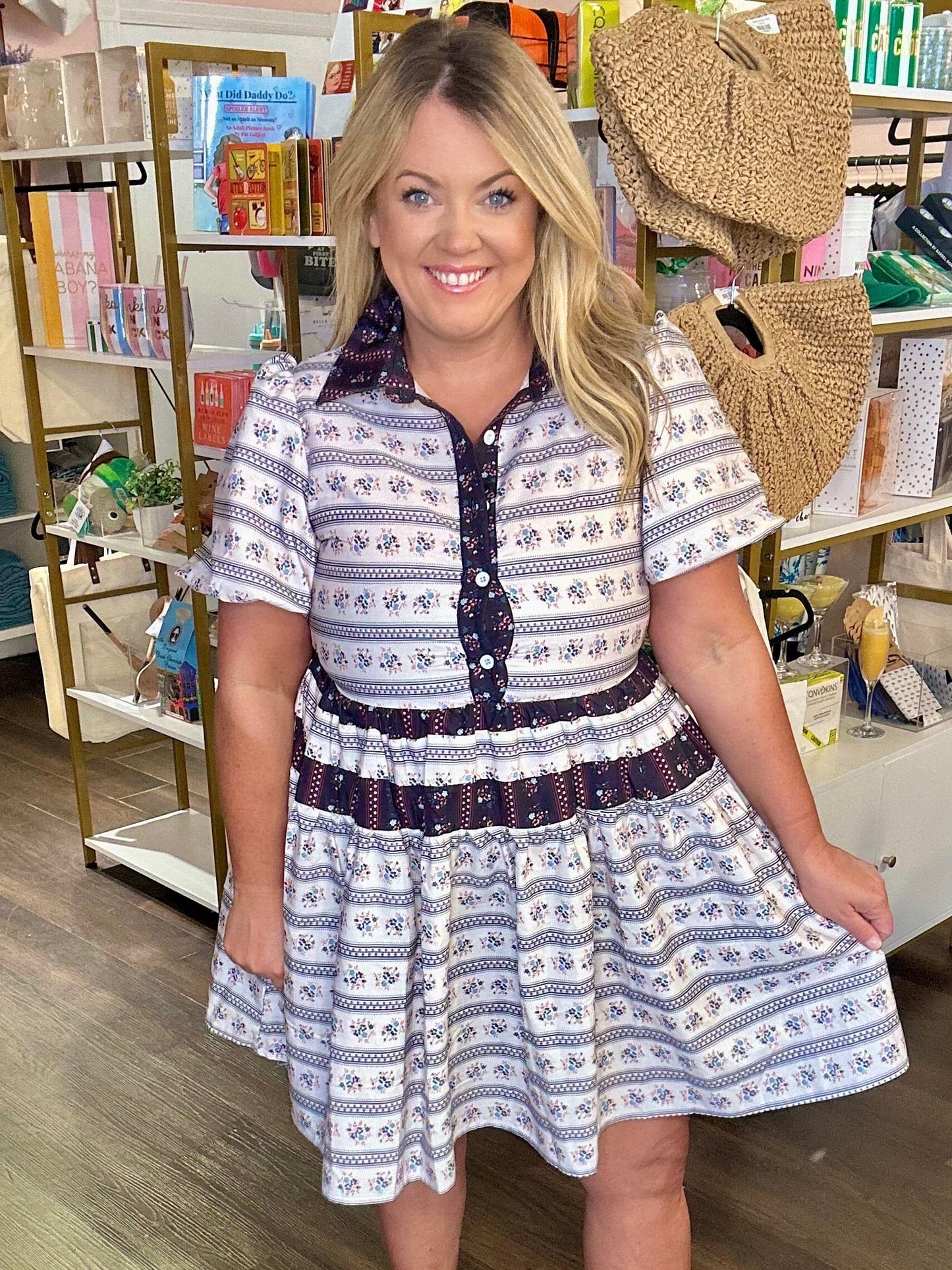 Floral Bubble Sleeve Mini Dress The Happy Southerner