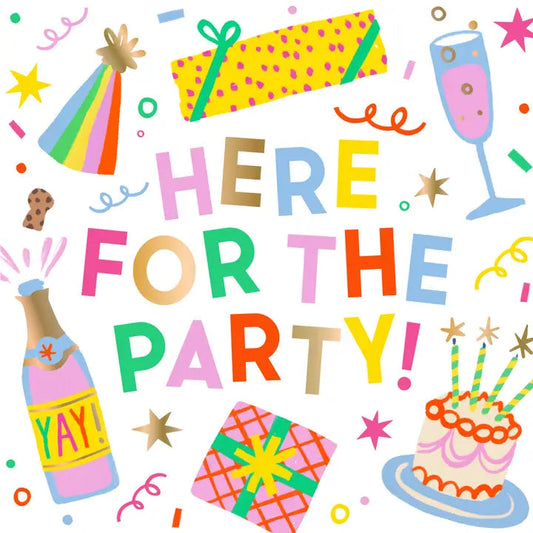 Fun Cocktail Napkins | Here For the Party - Foil - 20ct The Happy Southerner
