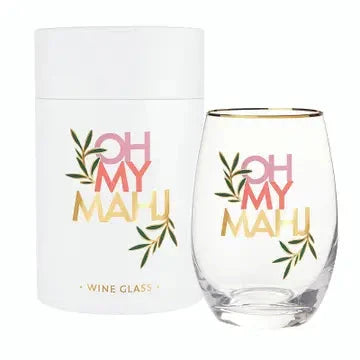 Gold Foil Stemless Wine Glass - Oh My Mahj The Happy Southerner