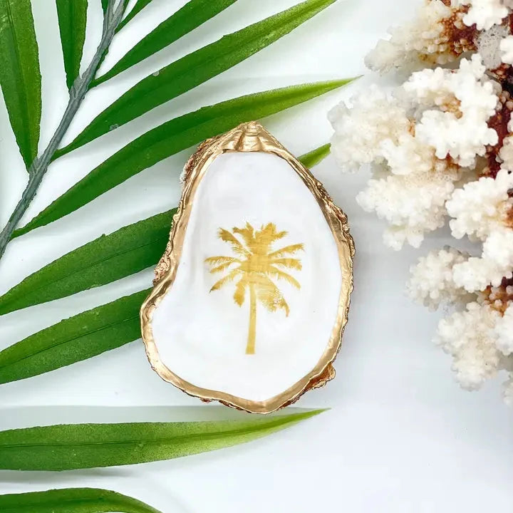 Gold Palm Tree Oyster Trinket Dish The Happy Southerner