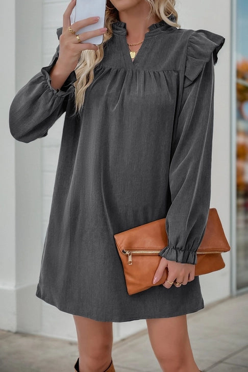 Grey Ruffle Dress The Happy Southerner