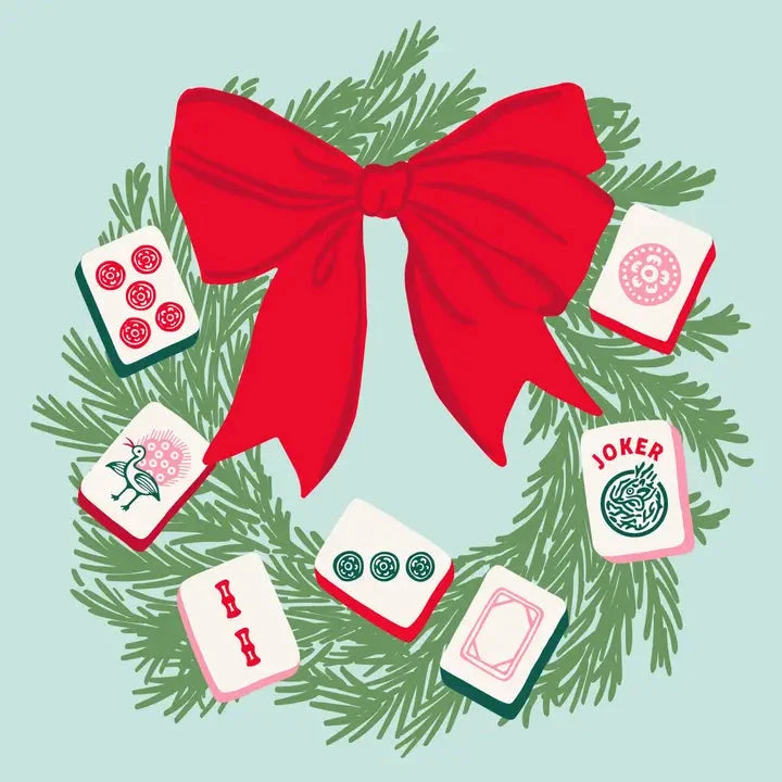 Holiday Cocktail Napkins | Mahjong Wreath The Happy Southerner