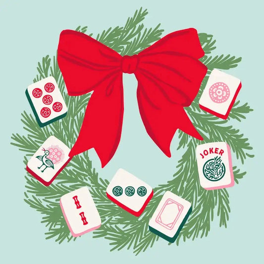 Holiday Cocktail Napkins | Mahjong Wreath The Happy Southerner