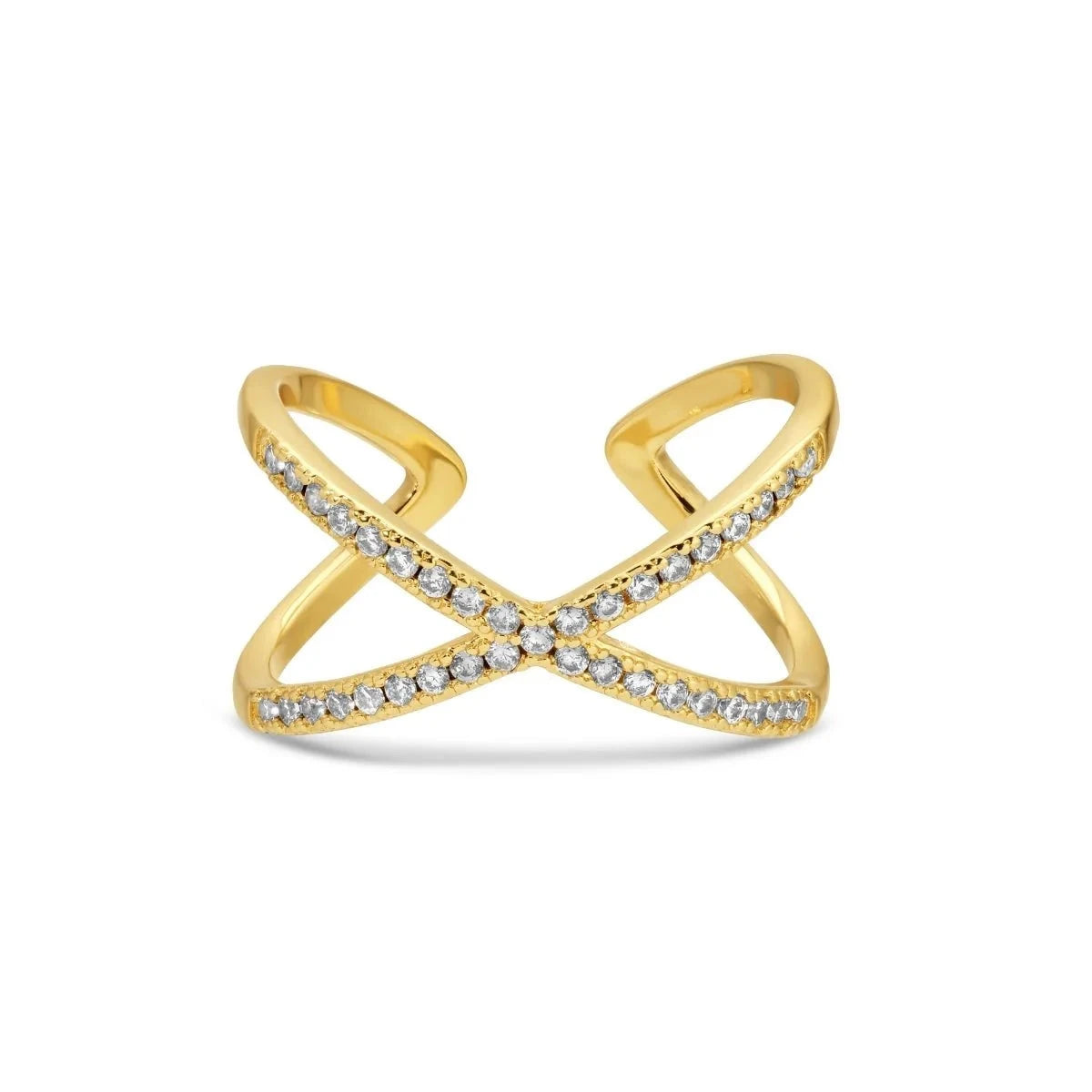 Large Pavé Criss Cross Adjustable Ring The Happy Southerner