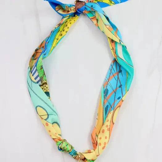 Lillie Scarf Charm Necklace - Orange Turq The Happy Southerner