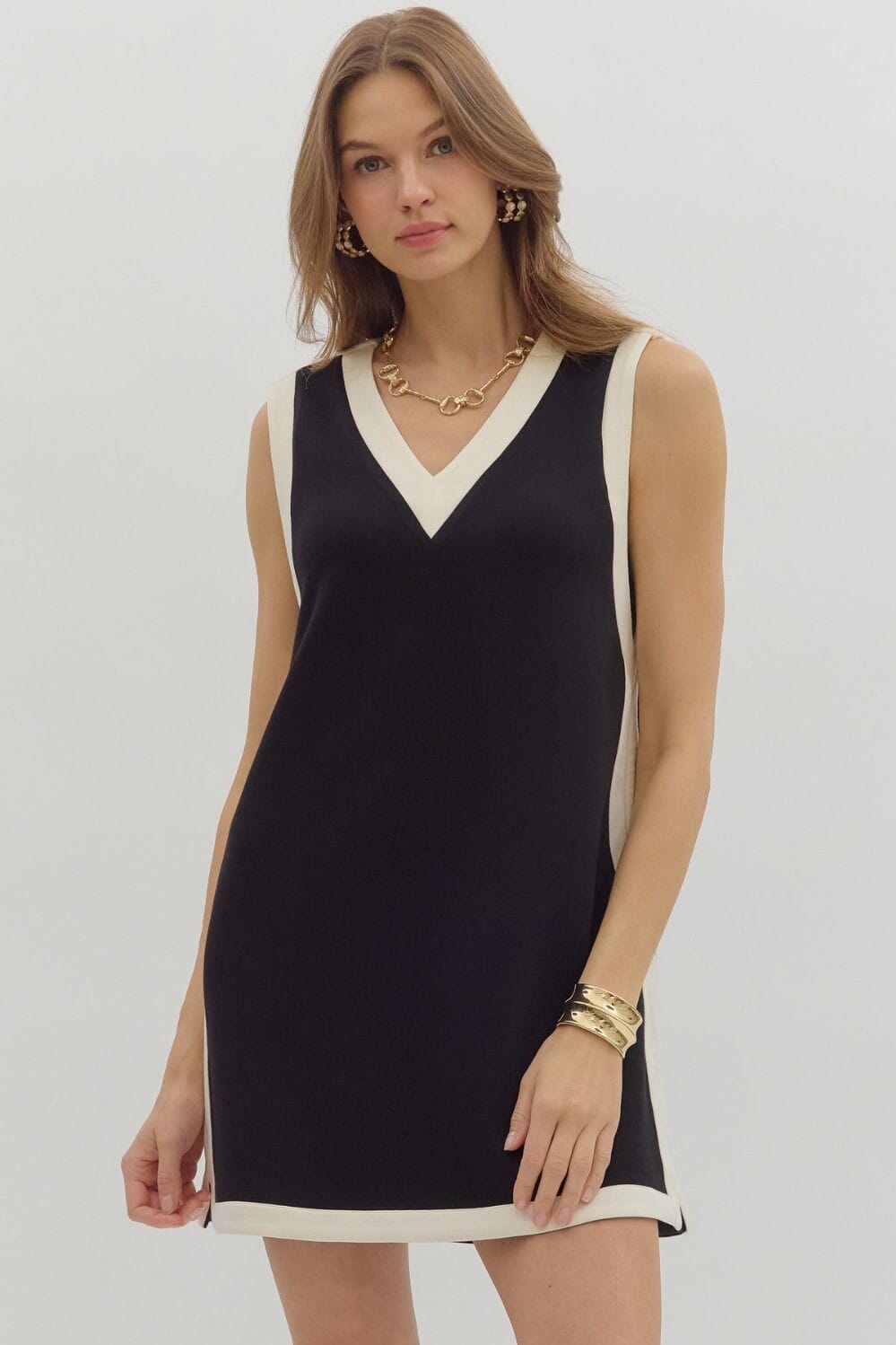 Madison Contrast Trim Dress - Black The Happy Southerner