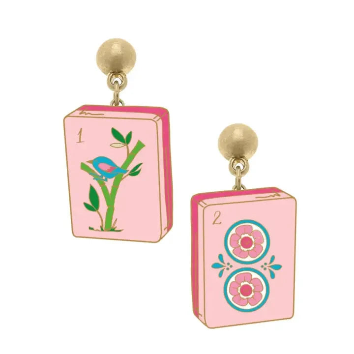 Mahjong Dangle Tile Enamel Earrings The Happy Southerner