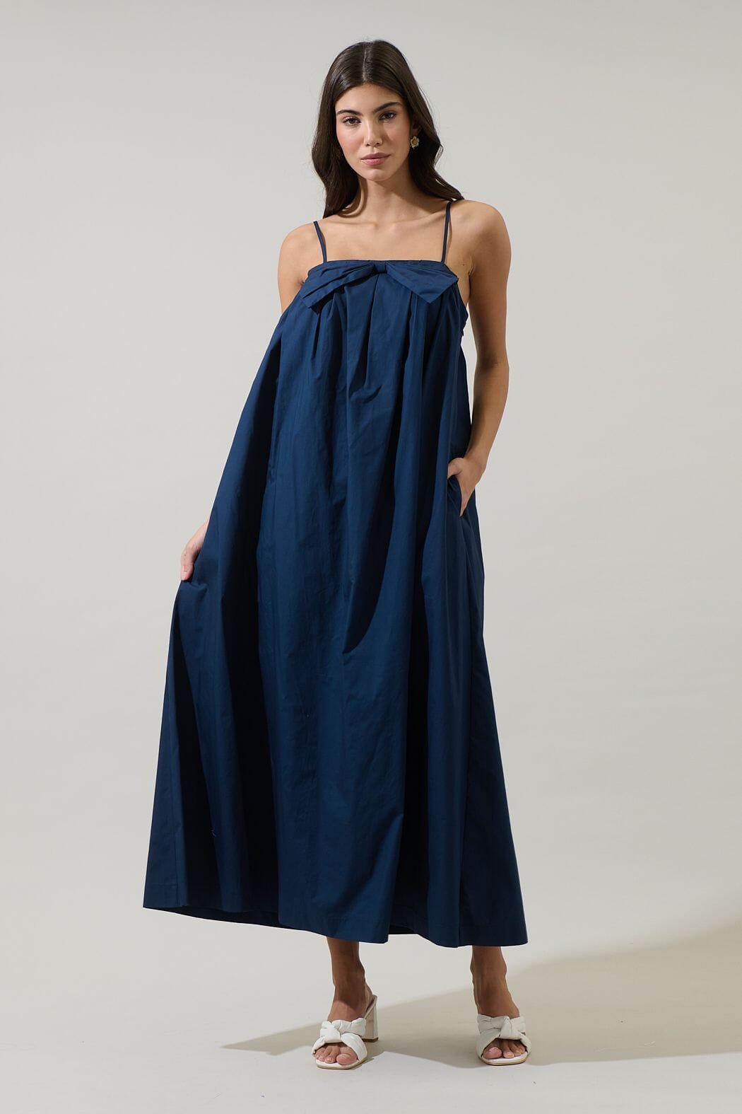 Melly Pleated Bow Maxi Dress The Happy Southerner