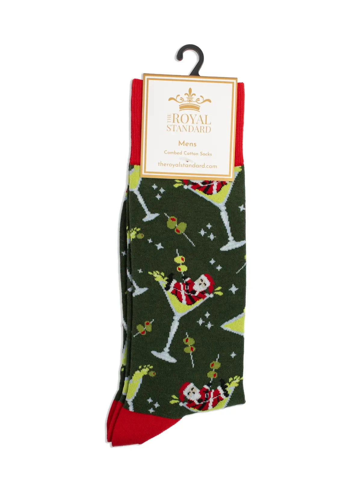 Men's Tipsy Santa Socks Dark Green/Red The Happy Southerner