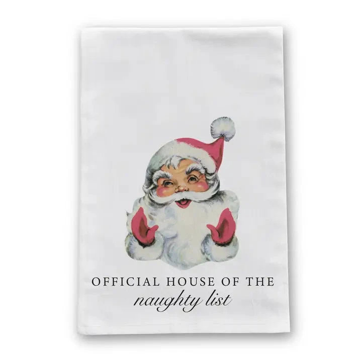 Naughty List House Vintage Retro Christmas Tea Towel The Happy Southerner