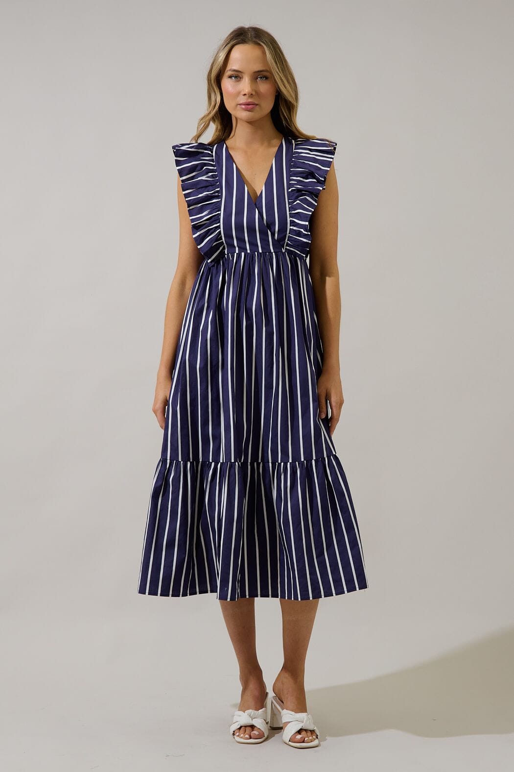 Navy Surplice Midi Dress The Happy Southerner
