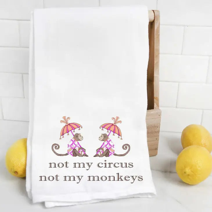 Not My Circus Not My Monkeys Pink Chinoiserie Tea Towel The Happy Southerner