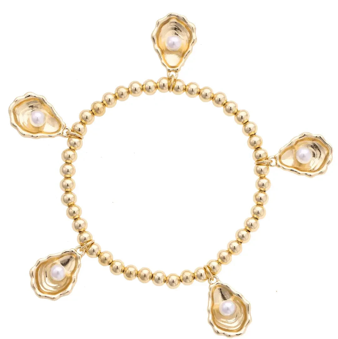 Oyster & Pearl Stretch Bracelet The Happy Southerner