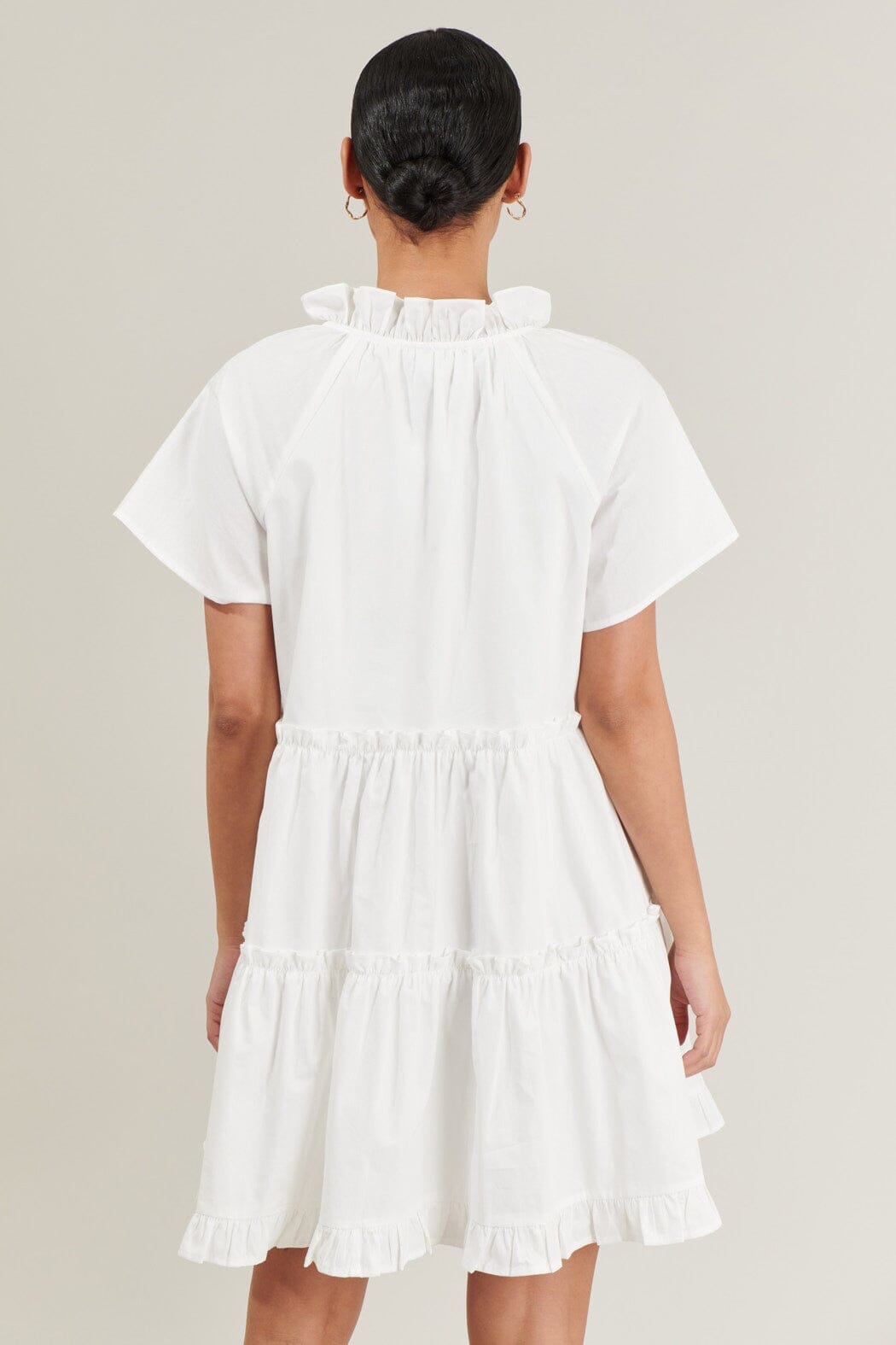Pallas Poplin Tiered White Mini Dress The Happy Southerner