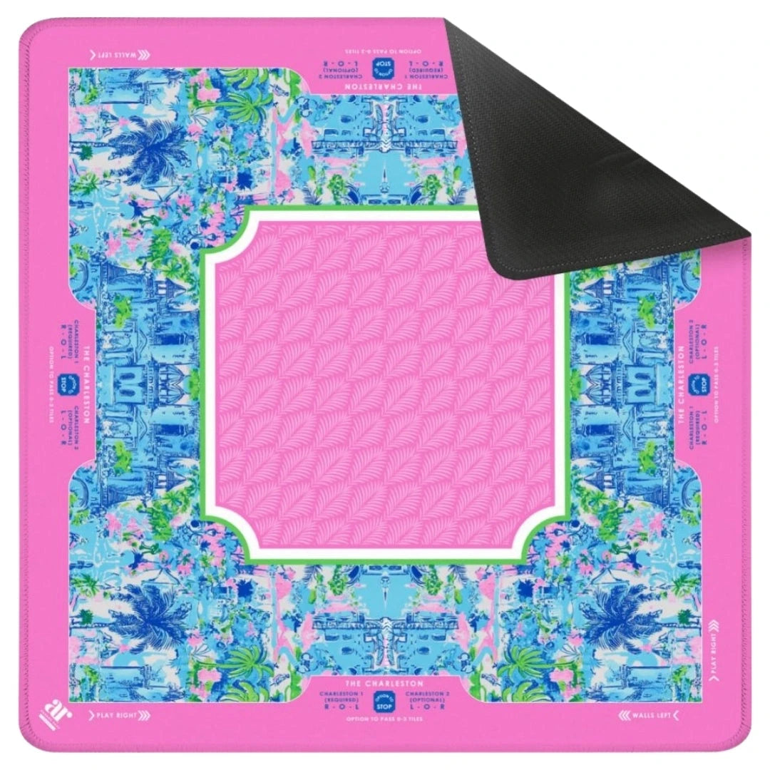 Palm Beach Mahjong Mat | Pink Cabana Blue The Happy Southerner