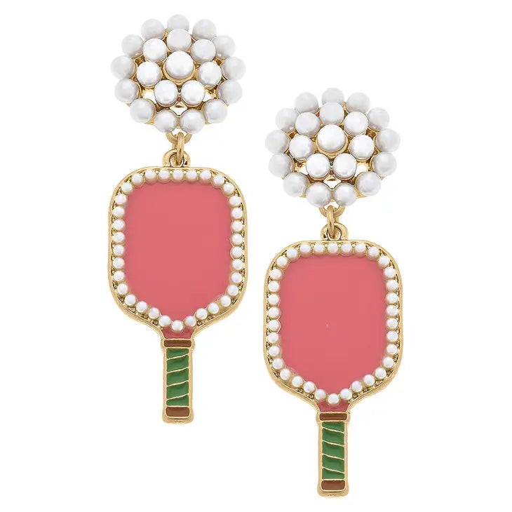 Pickleball Pearl Cluster Drop Earrings The Happy Southerner