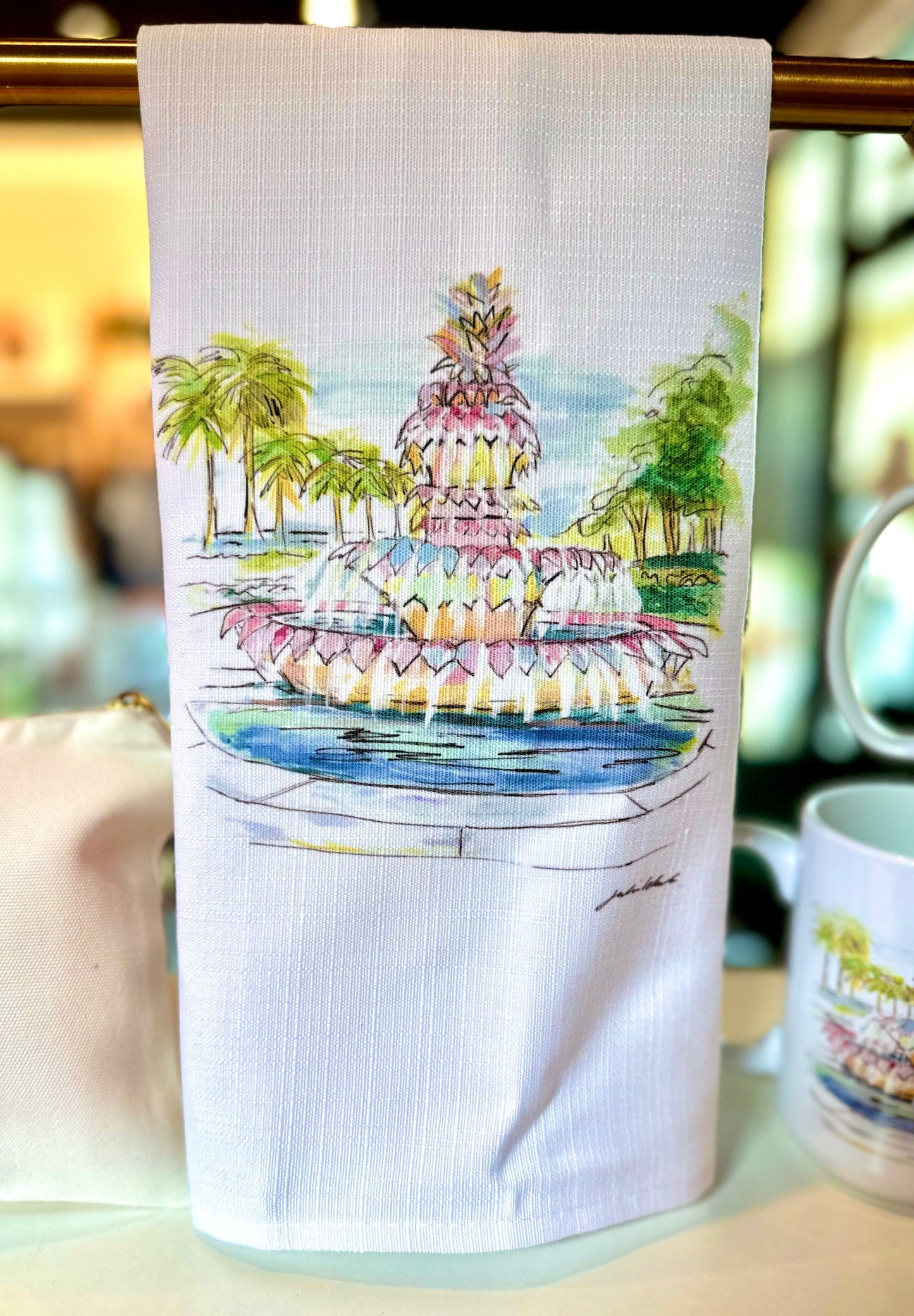 Pineapple Fountain Tea Towel The Happy Southerner