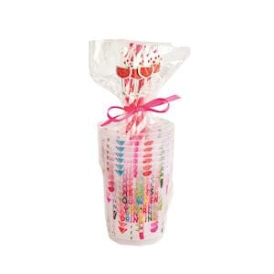 Pink Holiday Party Cup & Straw Set The Happy Southerner