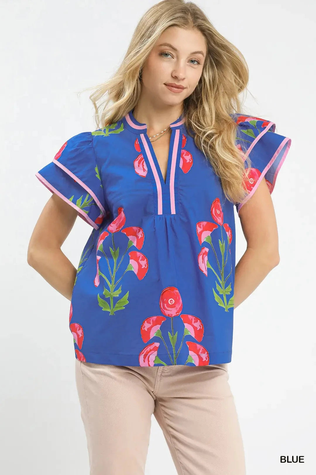 Pretty in Poppy Flutter Sleeve Top The Happy Southerner