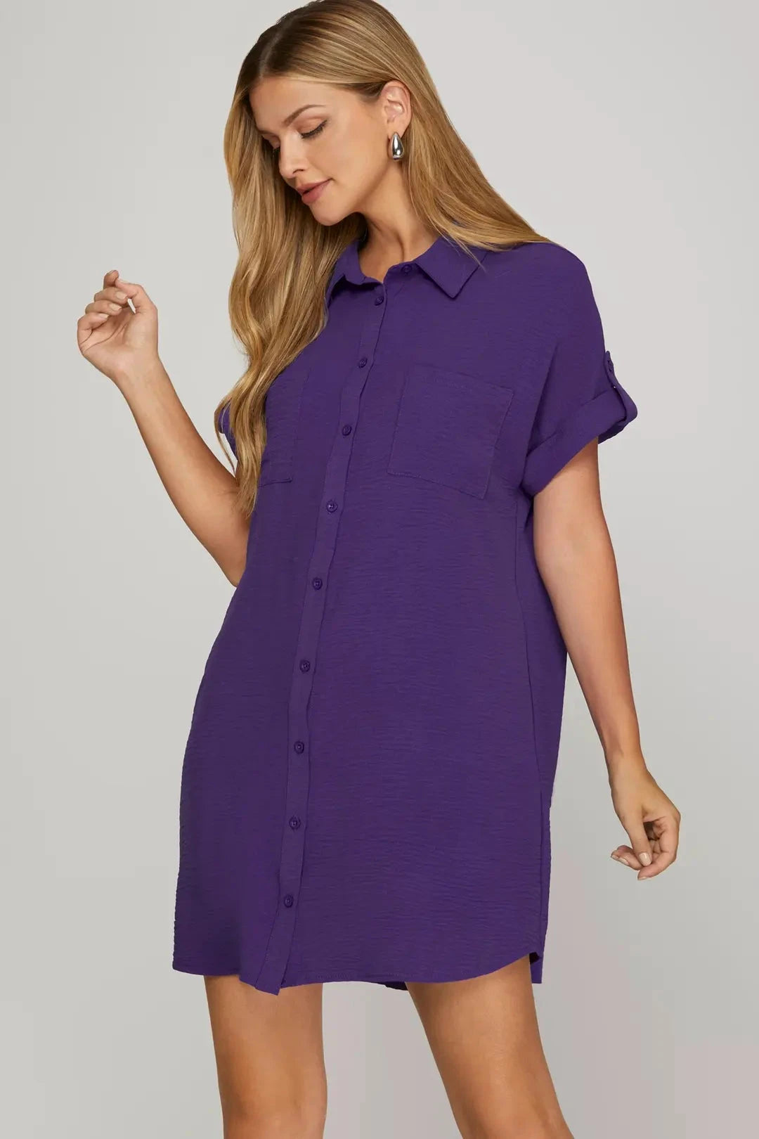 Purple Playmaker Shirt Dress The Happy Southerner