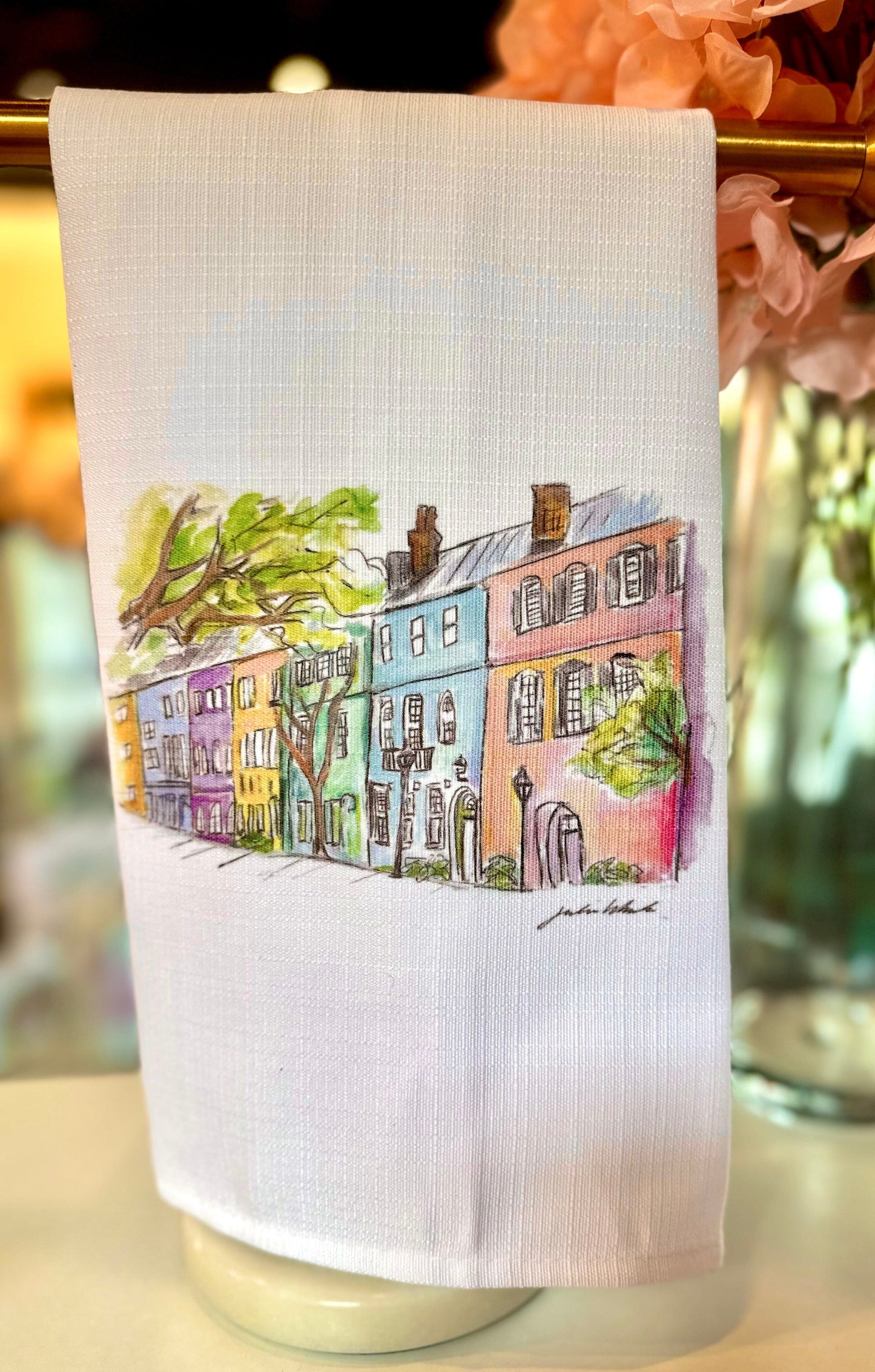 Rainbow Row Tea Towel The Happy Southerner