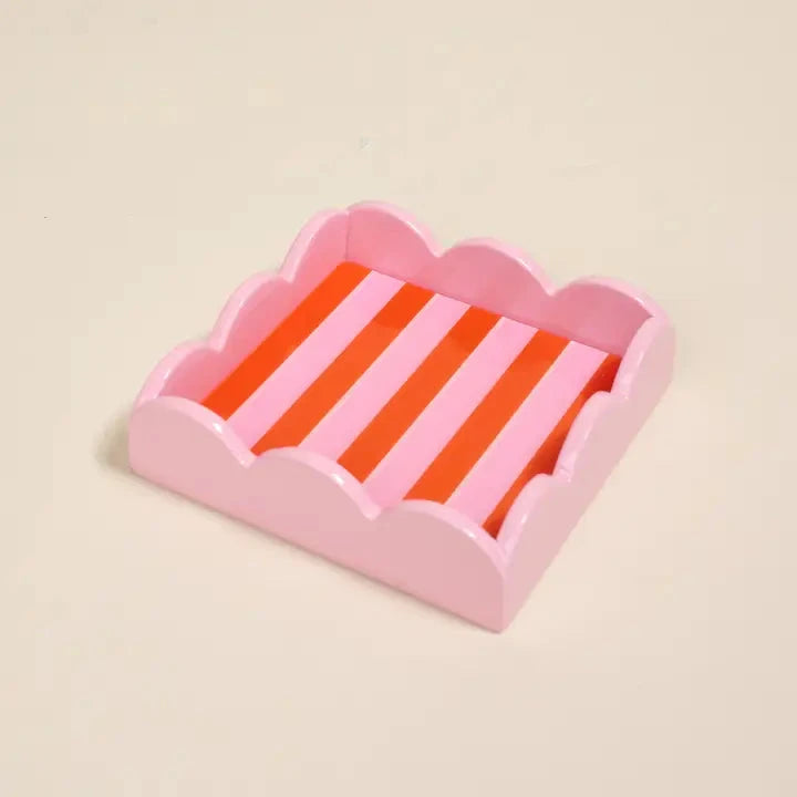 Scallop Trinket Tray–Sicily Stripes Pink The Happy Southerner