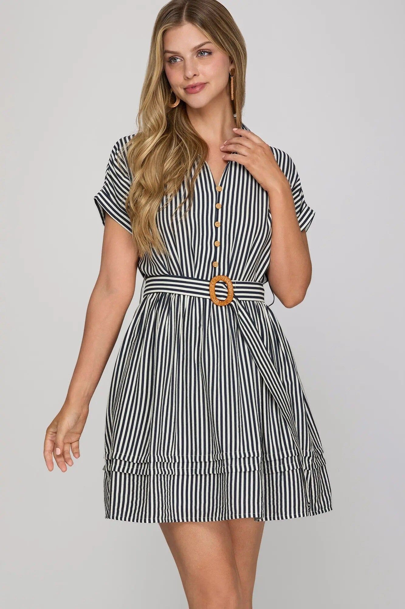 Seaside Stripe Belted Dress The Happy Southerner
