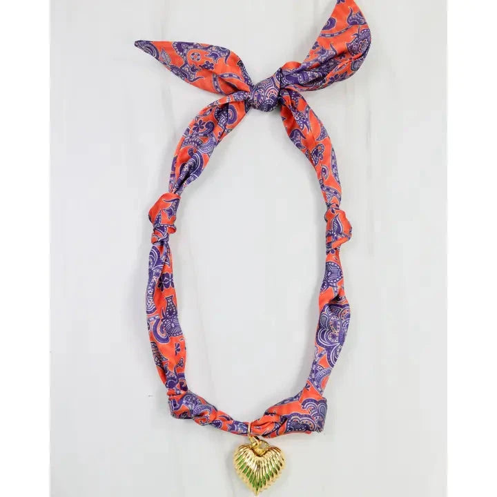 Serafina Scarf Charm Necklace Navy Orange The Happy Southerner