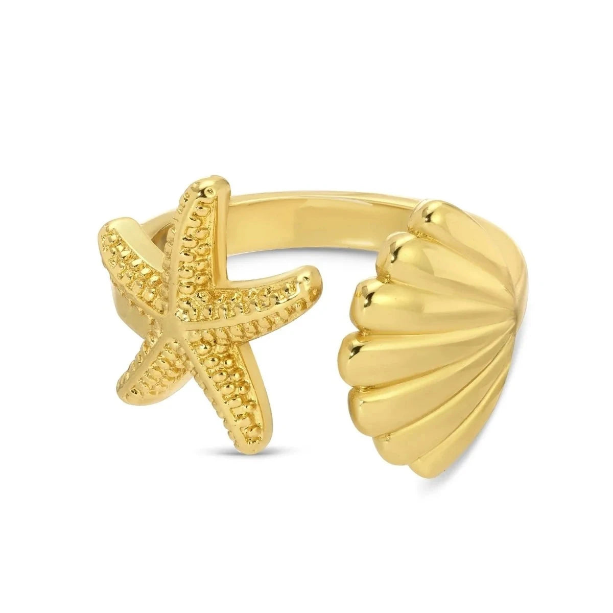 Starfish and Shell Adjustable Ring The Happy Southerner