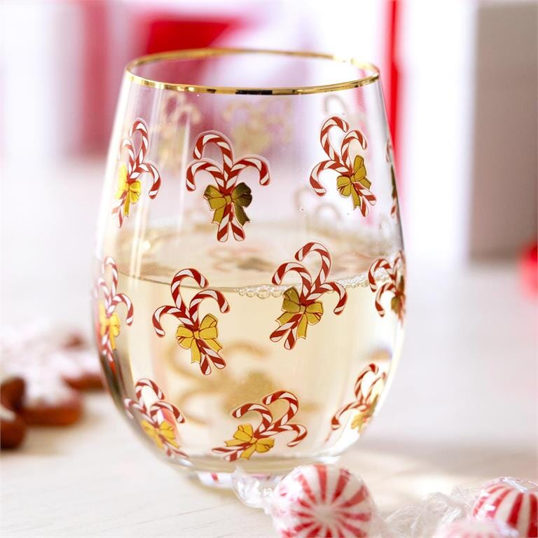 Stemless Wine Glass Candy Cane The Happy Southerner